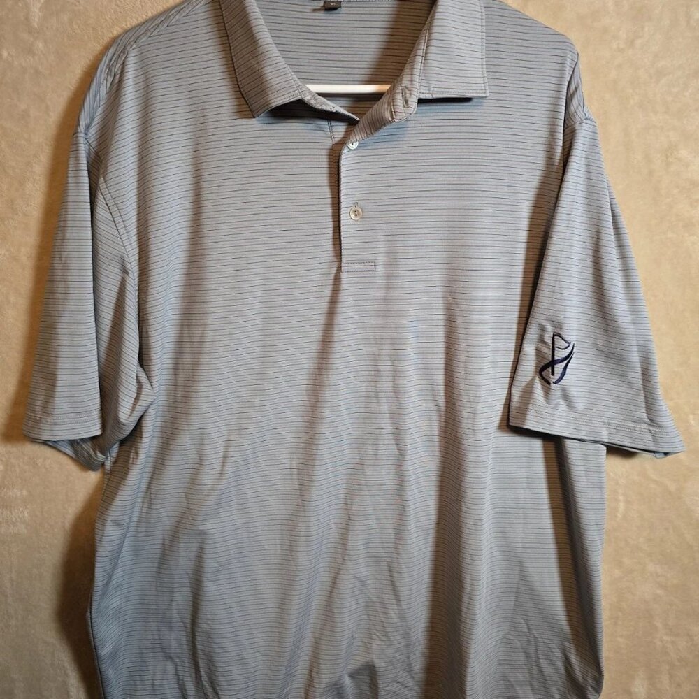 Peter Millar Summer Comfort Polo Men’s XL Gray Stripe Performance Golf Shirt 487